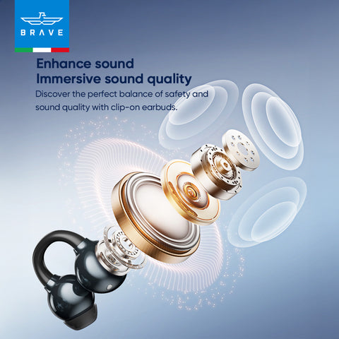 E-31 ClipFit Open Ear Earbuds | Wireless Bluetooth | 23H Playtime | Secure Fit | Touch Control