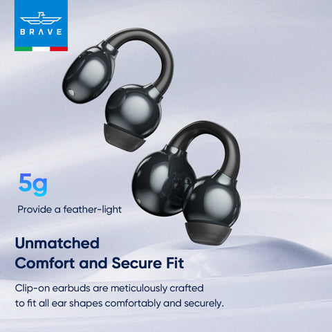 E-31 ClipFit Open Ear Earbuds | Wireless Bluetooth | 23H Playtime | Secure Fit | Touch Control