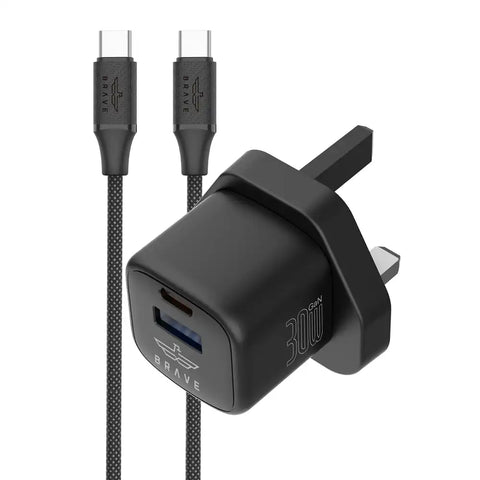 30W - 65W GaN USB + USB-C Wall Fast Charger with Type-C Cable