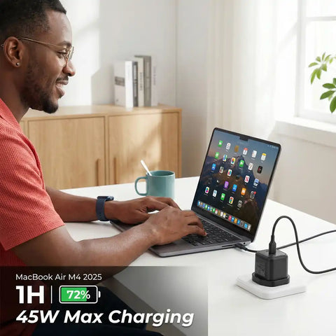 BRAVE BTC-43 45W GaN USB-C & USB-A Super Fast Charger with 60W Type-C Cable - Black