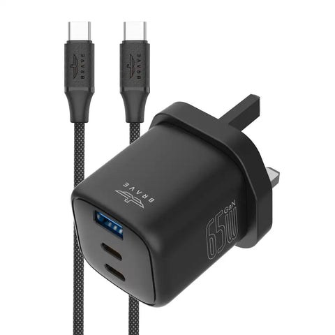30W - 65W GaN USB + USB-C Wall Fast Charger with Type-C Cable