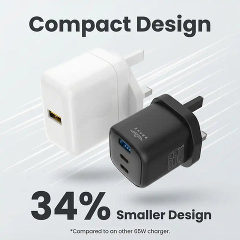 30W - 65W GaN USB + USB-C Wall Fast Charger with Type-C Cable