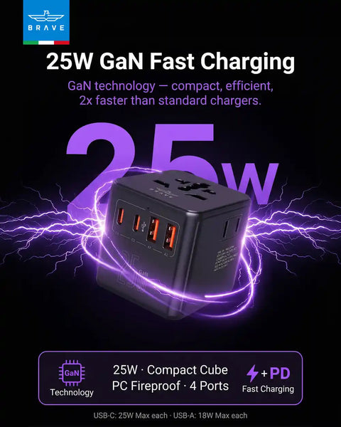 25W GaN Universal Travel Adapter