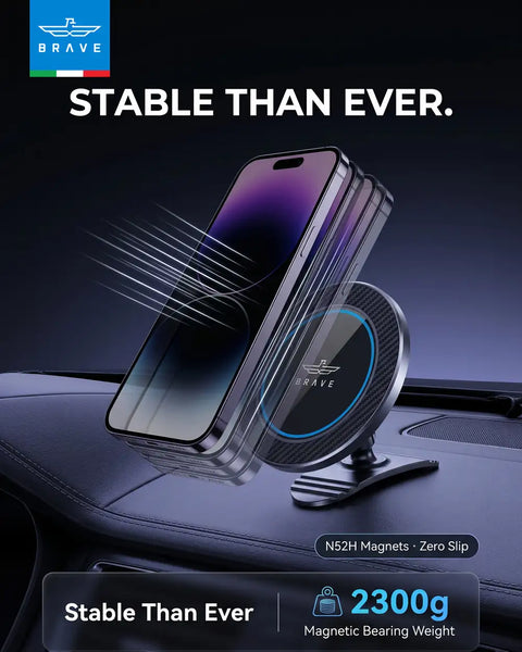 BRAVE BHL-63 Magnetic Car Phone Holder, MagSafe Dashboard & Console Mount, 360° Rotation, 3M VHB Adhesive