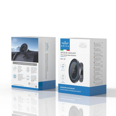 BRAVE BHL-63 Magnetic Car Phone Holder, MagSafe Dashboard & Console Mount, 360° Rotation, 3M VHB Adhesive