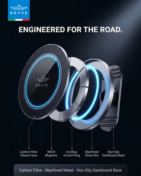 BRAVE BHL-63 Magnetic Car Phone Holder, MagSafe Dashboard & Console Mount, 360° Rotation, 3M VHB Adhesive