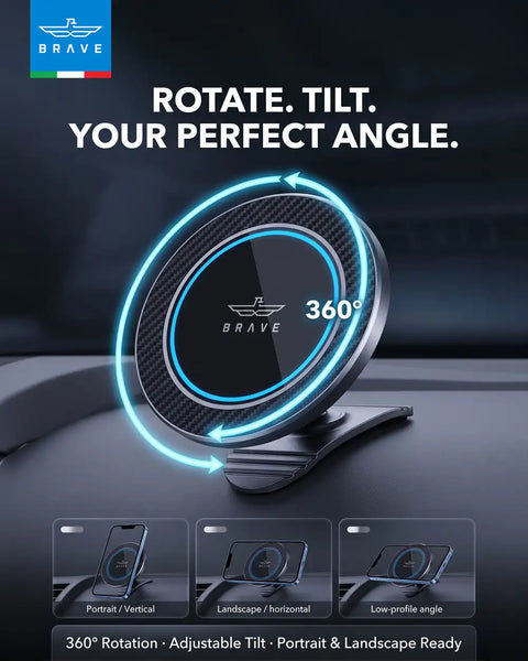BRAVE BHL-63 Magnetic Car Phone Holder, MagSafe Dashboard & Console Mount, 360° Rotation, 3M VHB Adhesive