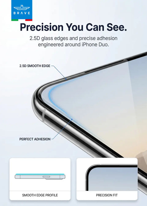 BRAVE Guard IPhone Duo Screen Protector, 9H Tempered Glass, 160° Anti-Spy Filter, HD Clear, Scratch Resistant, SP-18F