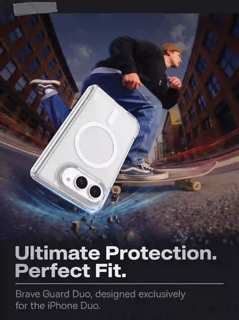 BRAVE GUARD iPhone Duo Magnetic Case, MagSafe Compatible, 15FT Drop Protection, Anti-Yellowing, Shockproof Foldable Cover