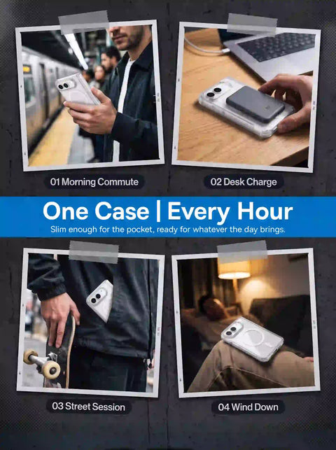 BRAVE GUARD iPhone Duo Magnetic Case, MagSafe Compatible, 15FT Drop Protection, Anti-Yellowing, Shockproof Foldable Cover