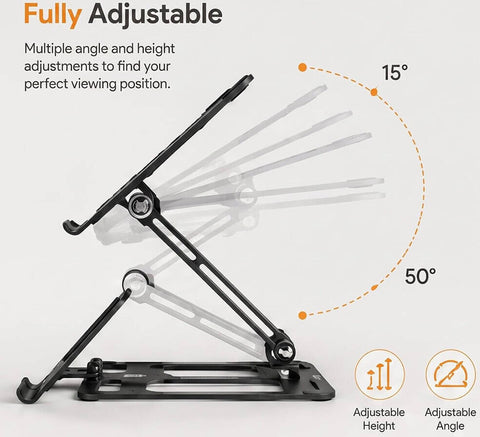 EpicArma Orbit Stand Dual Device Laptop & Phone Stand, Adjustable Foldable Riser for 10-17" Laptops & Smartphones