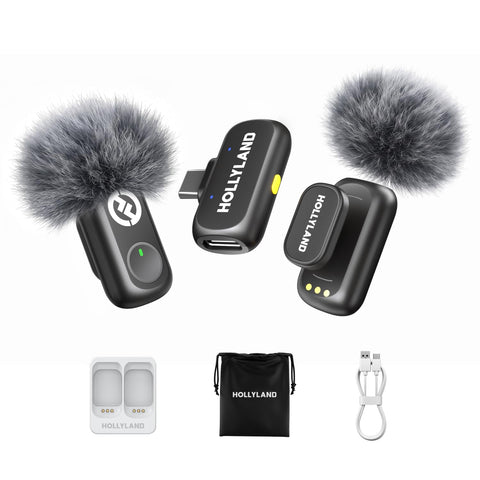 Hollyland Lark A1 Mini Duo Wireless Lavalier Microphone, Clip-On Mic