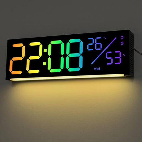 RGB Color LED Digital Wall Clock with Remote Control