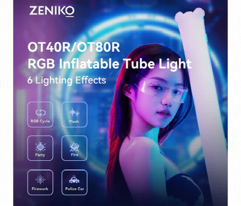 Zeniko Ot80R Rgb Tube Light 80Cm Inflatable 6 Dynamic Effects