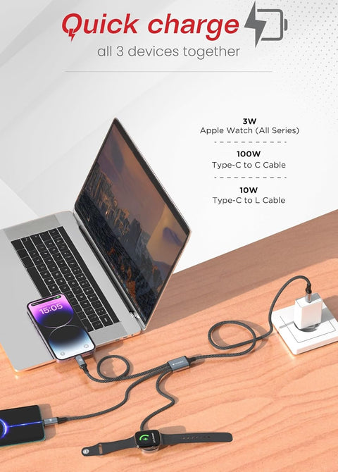 PowerFlow 1.2m USB-C to USB-C PD 100W Cable