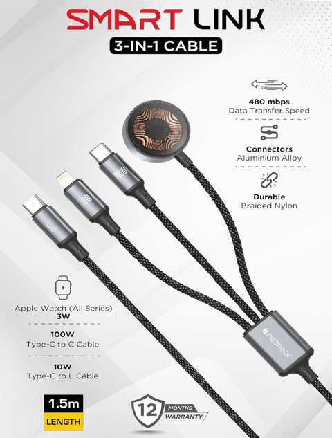 PowerFlow 1.2m USB-C to USB-C PD 100W Cable