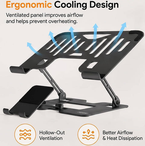 EpicArma Orbit Stand Dual Device Laptop & Phone Stand, Adjustable Foldable Riser for 10-17" Laptops & Smartphones