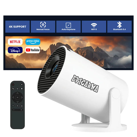 Smart Mini Projector with Android 14, Portable Projector with 4K Support