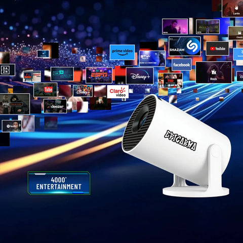 Smart Mini Projector with Android 14, Portable Projector with 4K Support