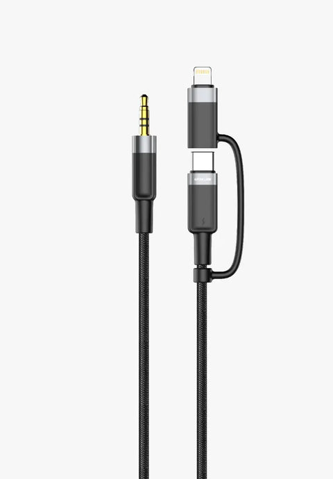 2 IN 1 AUDIO CABLE 1M USB-C, LIGHTNING TO 3.5 MM AUX