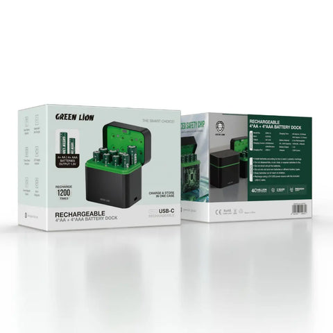 قاعدة شحن بطاريات قابلة لإعادة الشحن 4*AA + 4*AAA USB-C