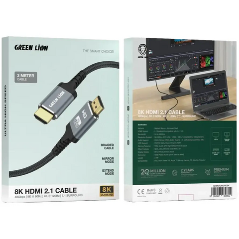 8K HDMI to HDMI Cable with 48Gbps Bandwidth & 3m Length