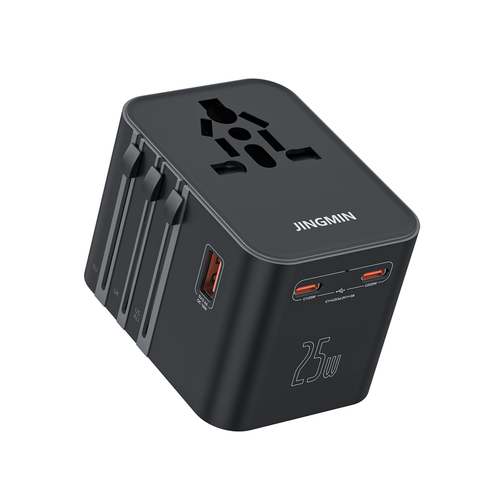 ANRMESUN 25W PD International Travel Adapter for Laptop PC with 2 USB-A and 2 USB-C Ports 100-240V UK Plug 10A Rated Current