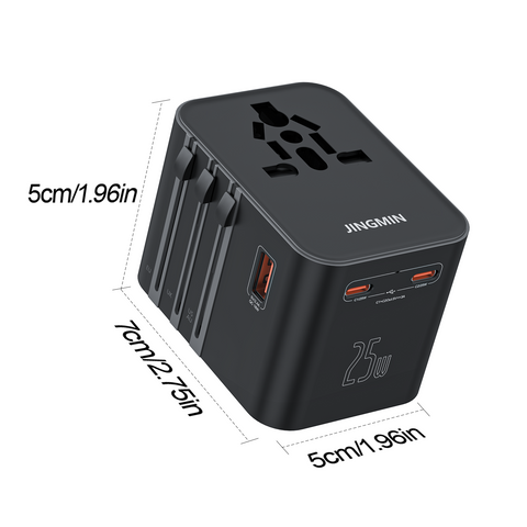 ANRMESUN 25W PD International Travel Adapter for Laptop PC with 2 USB-A and 2 USB-C Ports 100-240V UK Plug 10A Rated Current