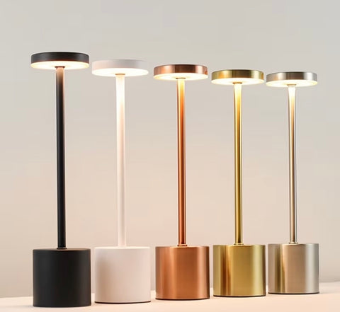 Simple LED Rechargeable Touch Metal Table Lamp Three Colors