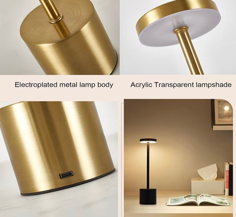 Simple LED Rechargeable Touch Metal Table Lamp Three Colors
