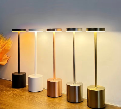 Simple LED Rechargeable Touch Metal Table Lamp Three Colors