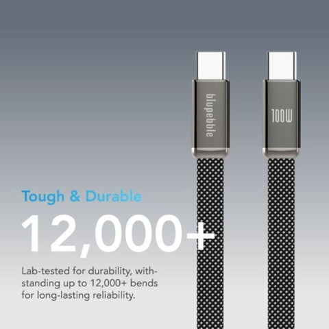 OWERFLOW PD 100W USB-C to USB-C Charge & Sync Flat Braided Cable