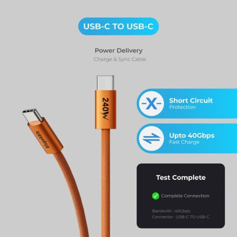 PowerFlow PD 240W USB-C to USB-C Charge & Sync Braided Cable