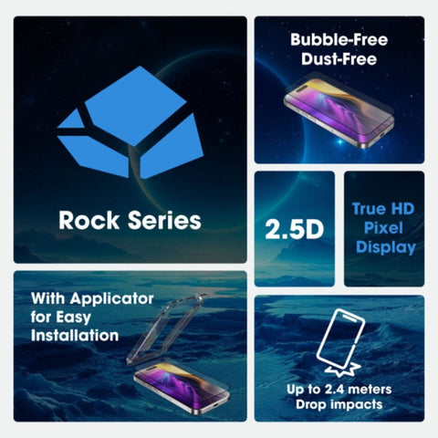 Graphene Rock Series Tempered Glass 2.5D Screen Protector For iPhone 17 Series