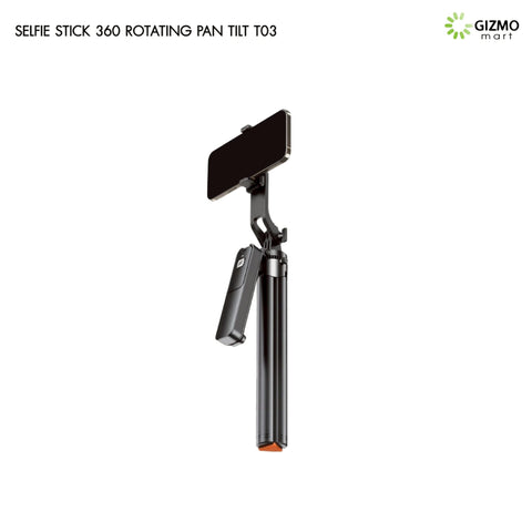 T03 Selfie Stick Auto Pop Open 360 Rotating Pan Tilt Black