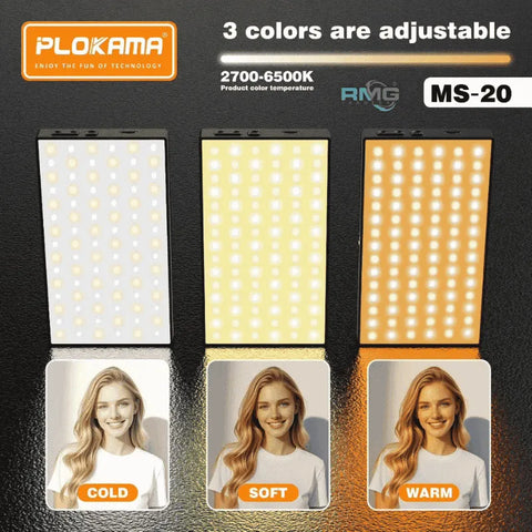 MS-20 Magnetic Light 6W Photography Fill Light – 3 White Shades Rechargeable Portable LED Light
