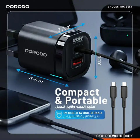 Porodo Tekto Dual USB Wall Adapter