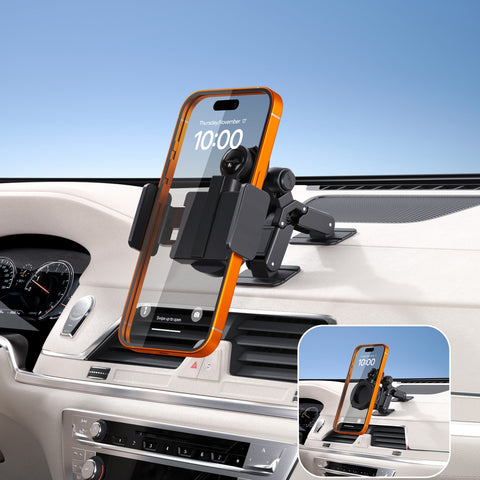 Porodo Blue 2-in-1 Car Phone Holder with Nano-Adhesive Dashboard Mount