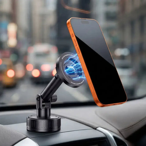 Porodo Blue Suction Cup Magnetic Car Phone Mount with Dashboard & Windshield Mounting