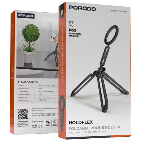Holdflex Foldable Phone Holder with Aluminum Magnetic Stand