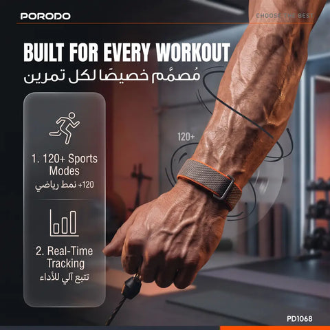 Porodo TrackFit Evo Smart Health Tracking Band with Adjustable & Durable Strap