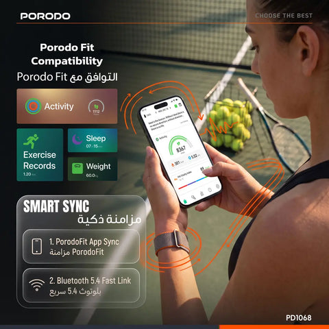 Porodo TrackFit Evo Smart Health Tracking Band with Adjustable & Durable Strap