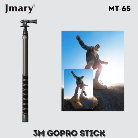 Jmary MT-65 3m Carbon Fiber Selfie Stick - Ultra Lightweight & Durable for Action Cameras and Smartphones