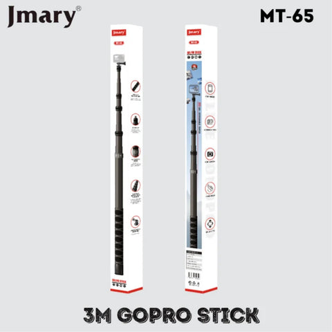 Jmary MT-65 3m Carbon Fiber Selfie Stick - Ultra Lightweight & Durable for Action Cameras and Smartphones