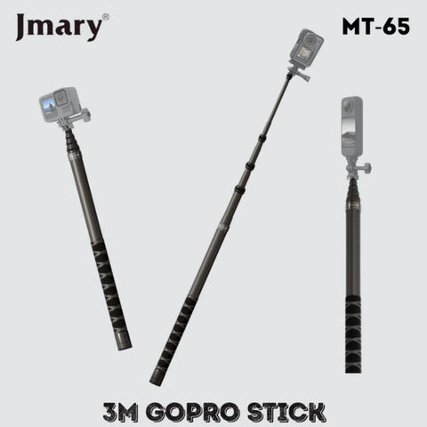 Jmary MT-65 3m Carbon Fiber Selfie Stick - Ultra Lightweight & Durable for Action Cameras and Smartphones