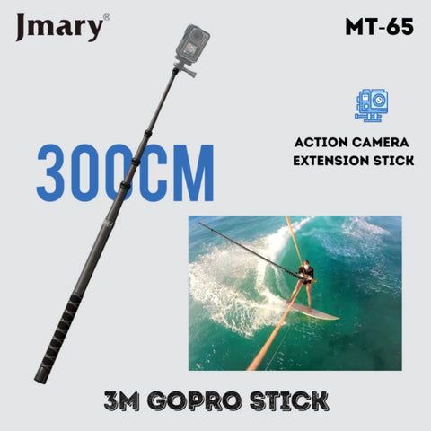 Jmary MT-65 3m Carbon Fiber Selfie Stick - Ultra Lightweight & Durable for Action Cameras and Smartphones