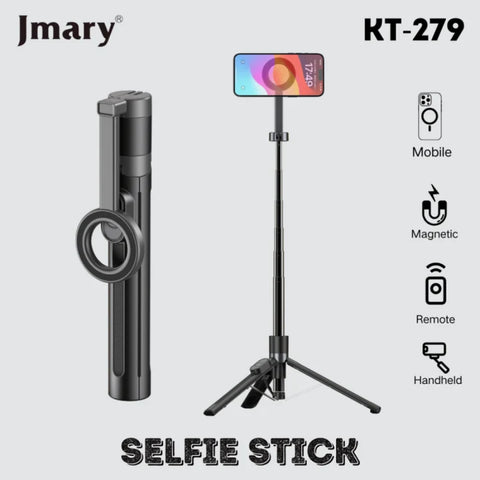 Jmary KT-279 Professional Tripod Stand - 360° Rotating Head, Adjustable Height & Durable Build for Cameras & Smartphones