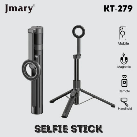 Jmary KT-279 Professional Tripod Stand - 360° Rotating Head, Adjustable Height & Durable Build for Cameras & Smartphones