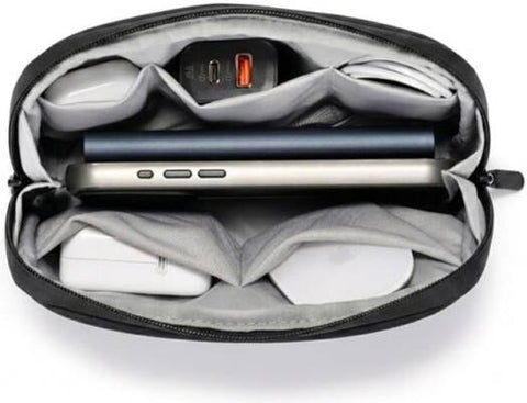 Blupebble Voyager Bag Travel Pouch, Black, Premium Soft-Touch, Zipper Closure,, Tech Pouch Accessories Carry Storage for Charger, Airpods, USB, Pocket 3