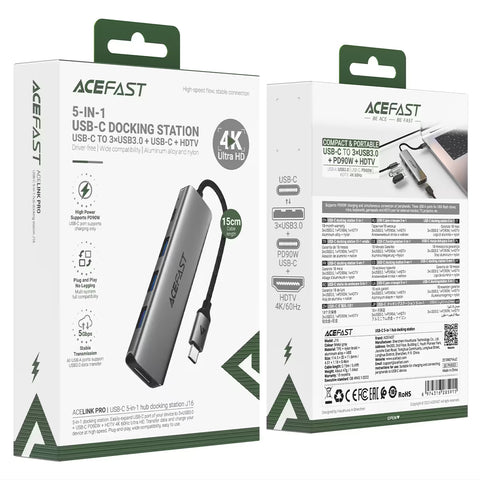 USB-C Docking Station 5-in-1 – 4K 60Hz, 90W PD, 5Gbps